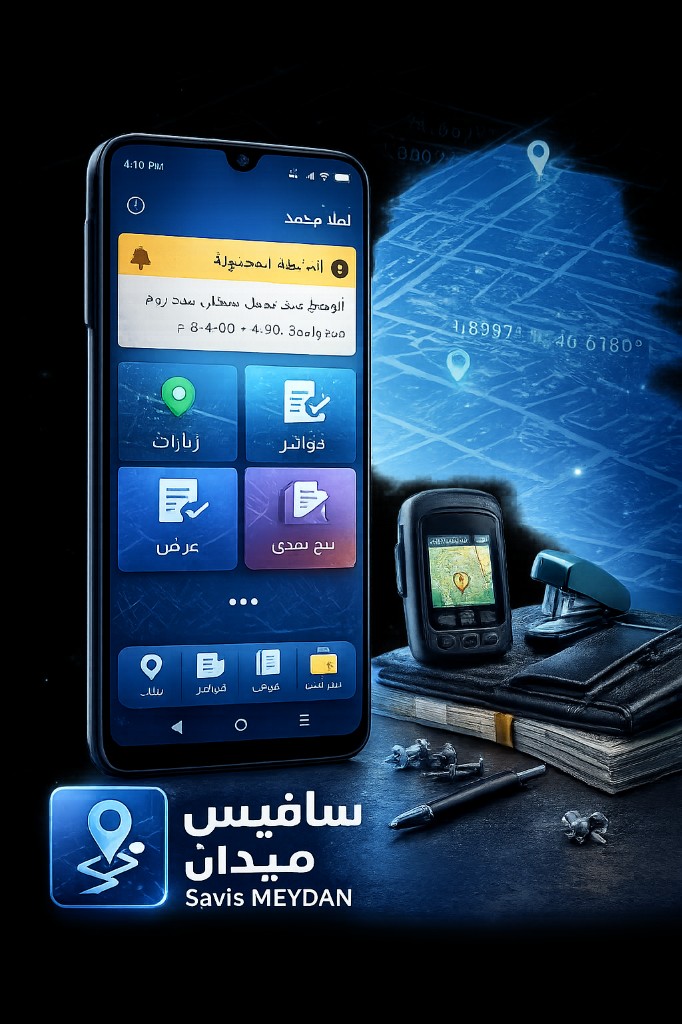 واجهة تطبيق سافيس ميدان — فواتير وزيارات ميدانية